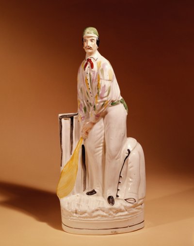 Staffordshire-Figur eines Cricketspielers, 1865 von English School